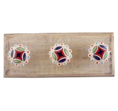 Multicolor Ceramic Floral Wooden Hooks